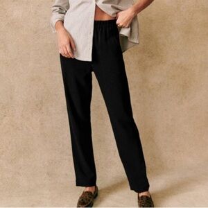 Sezane High Waisted Black Trousers Cropped Straight Leg Casual Lightweight